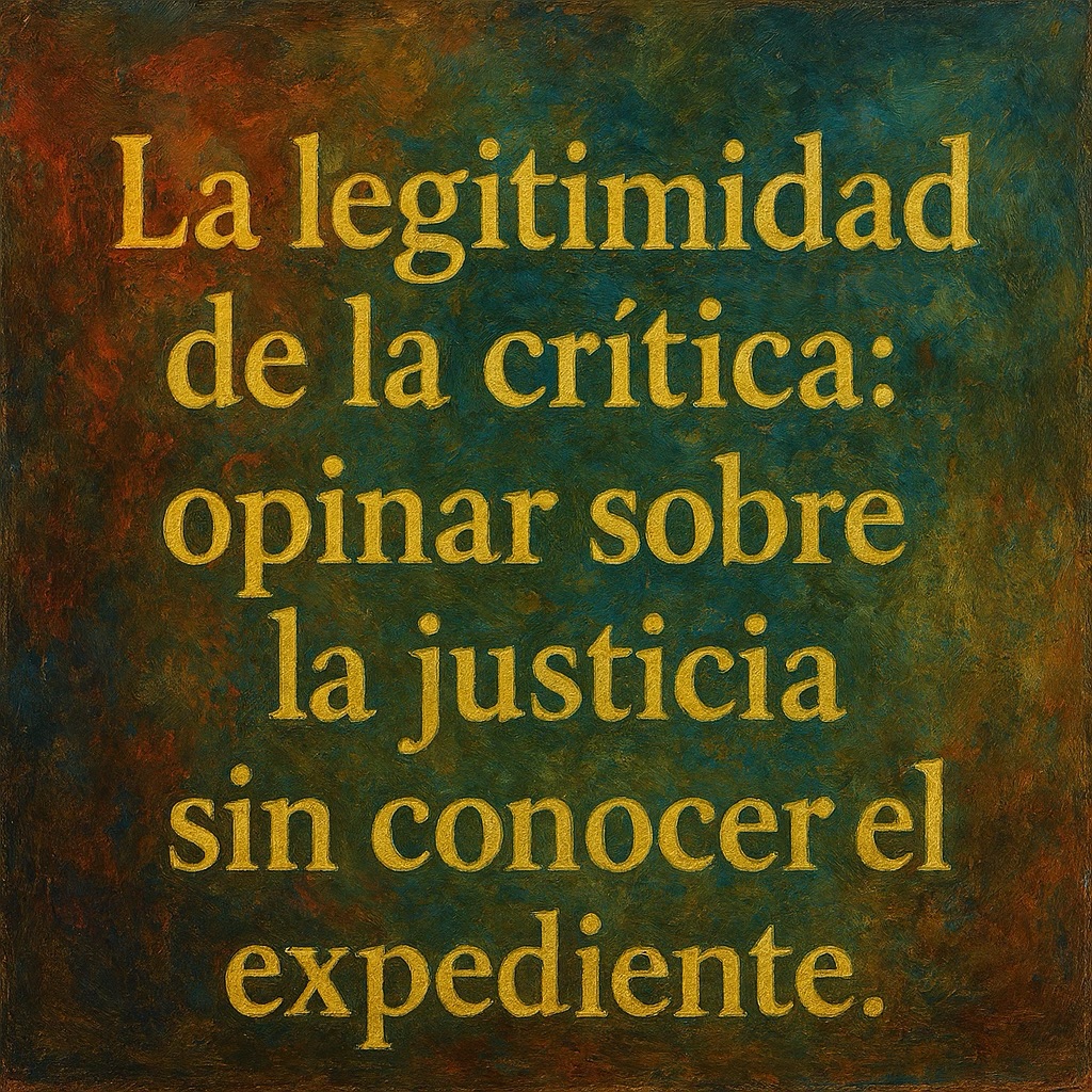 La legitimidad de la crítica: opinar sobre la justicia sin conocer el expediente